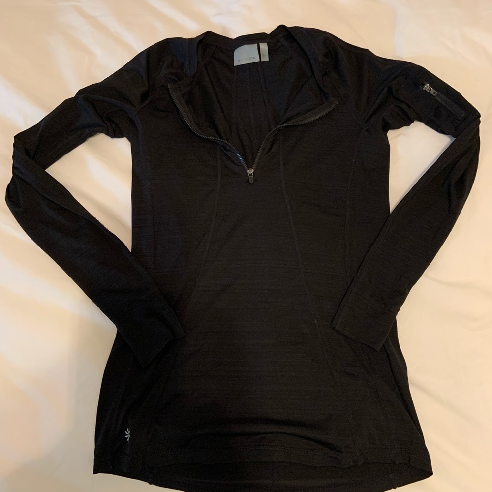 Small Tall Athleta upf black sun shirt half zip